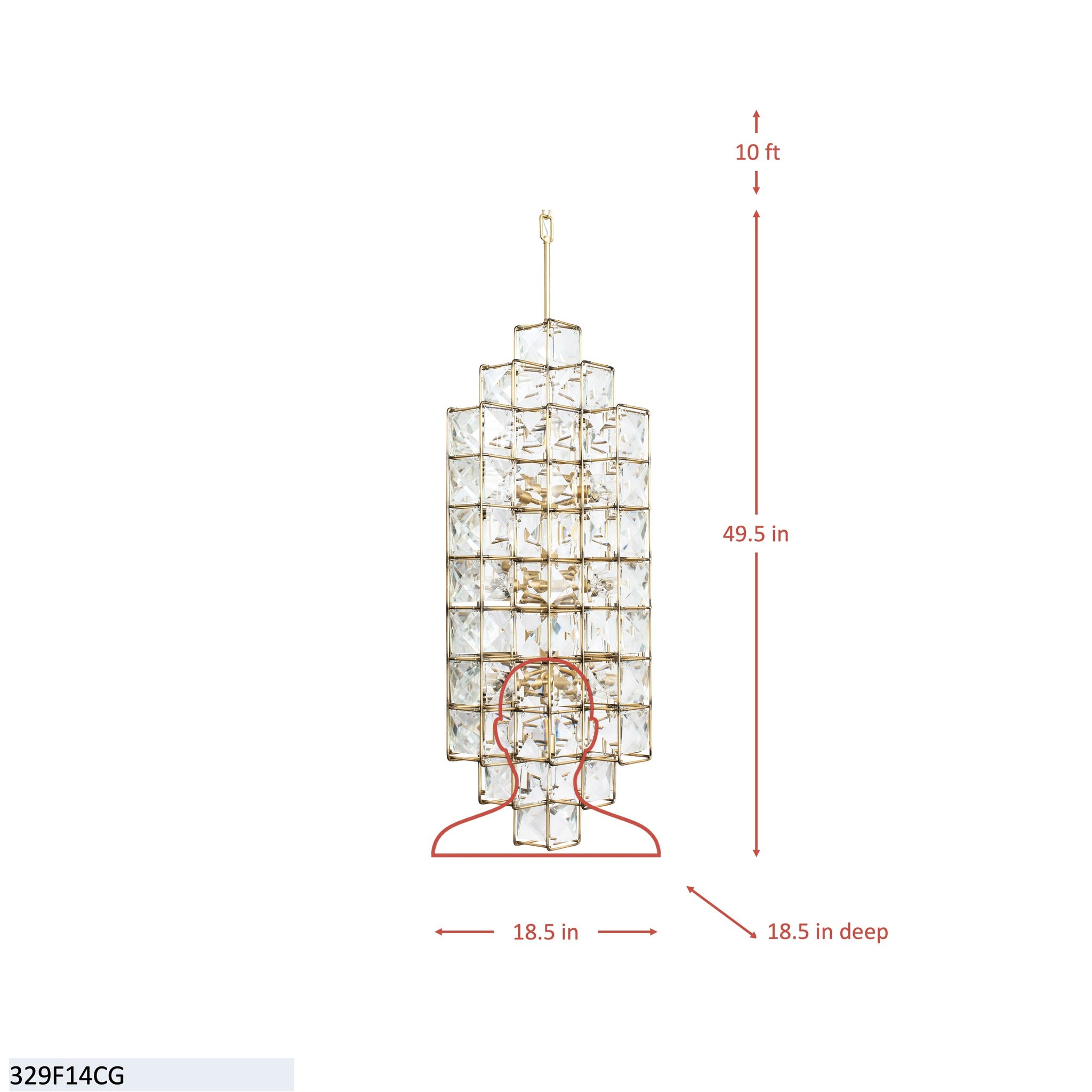Cubic 14 Light Foyer - Calypso Gold
