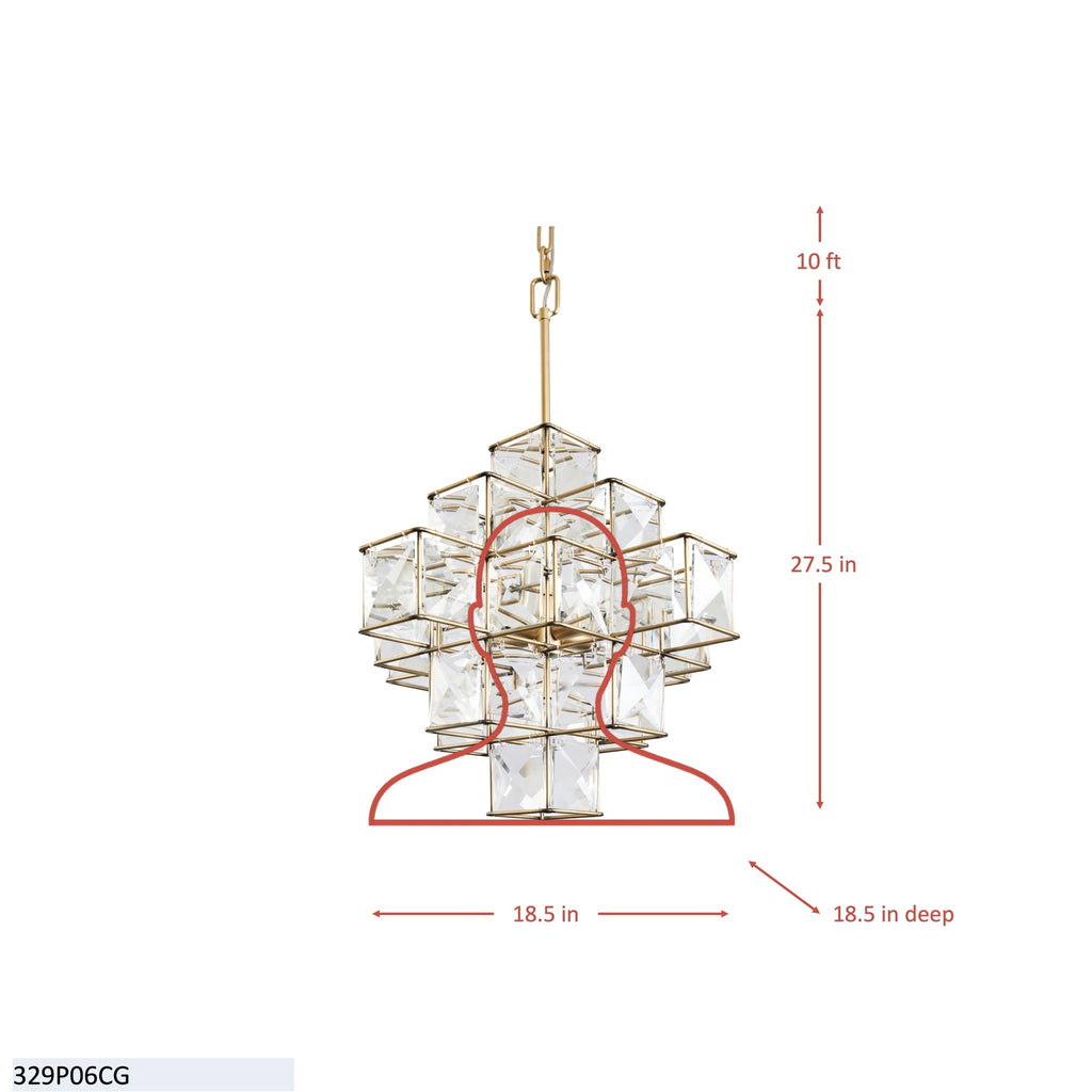 Cubic 6 Light Pendant - Calypso Gold