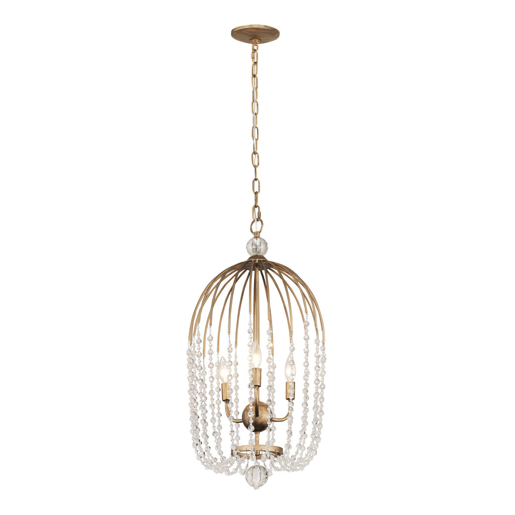 Voliere 3 Light Crystal Tall Pendant - Havana Gold