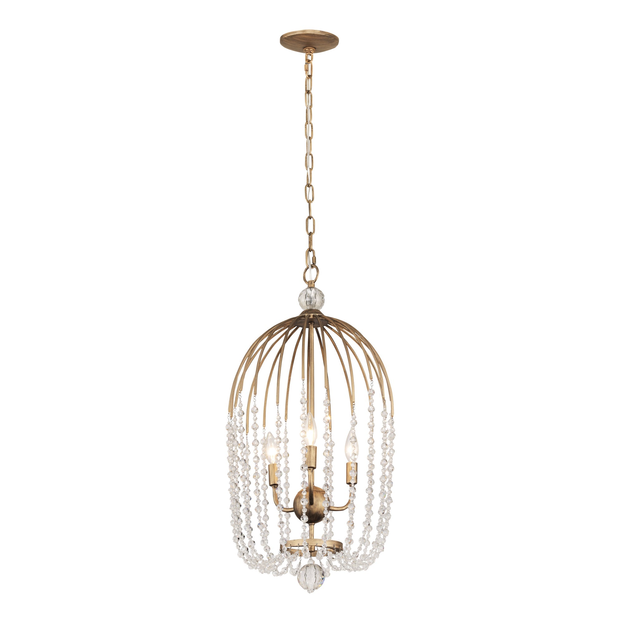 Voliere 3 Light Crystal Tall Pendant - Havana Gold