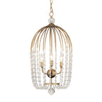 Voliere 3 Light Crystal Tall Pendant - Havana Gold