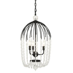 Voliere 3 Light Crystal Tall Pendant - Matte Black