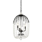 Voliere 3 Light Crystal Tall Pendant - Matte Black