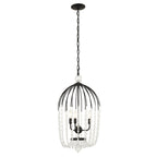 Voliere 3 Light Crystal Tall Pendant - Matte Black