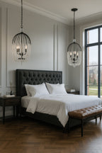 Voliere 3 Light Crystal Tall Pendant - Matte Black