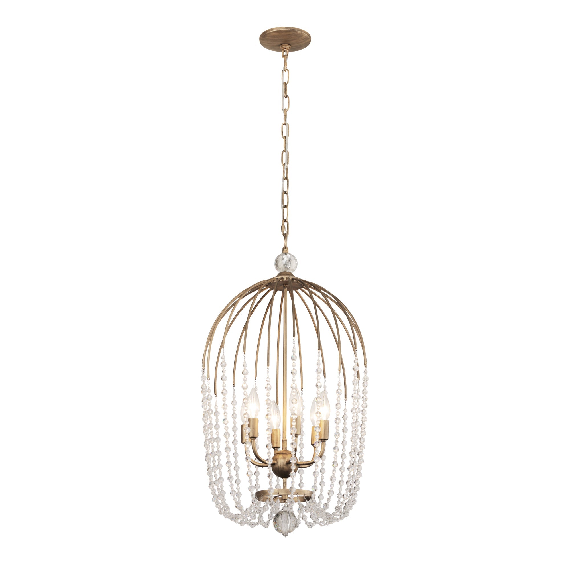 Voliere 6 Light Crystal Pendant - Havana Gold