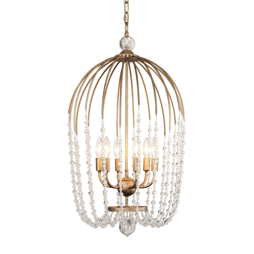 Voliere 6 Light Crystal Pendant - Havana Gold