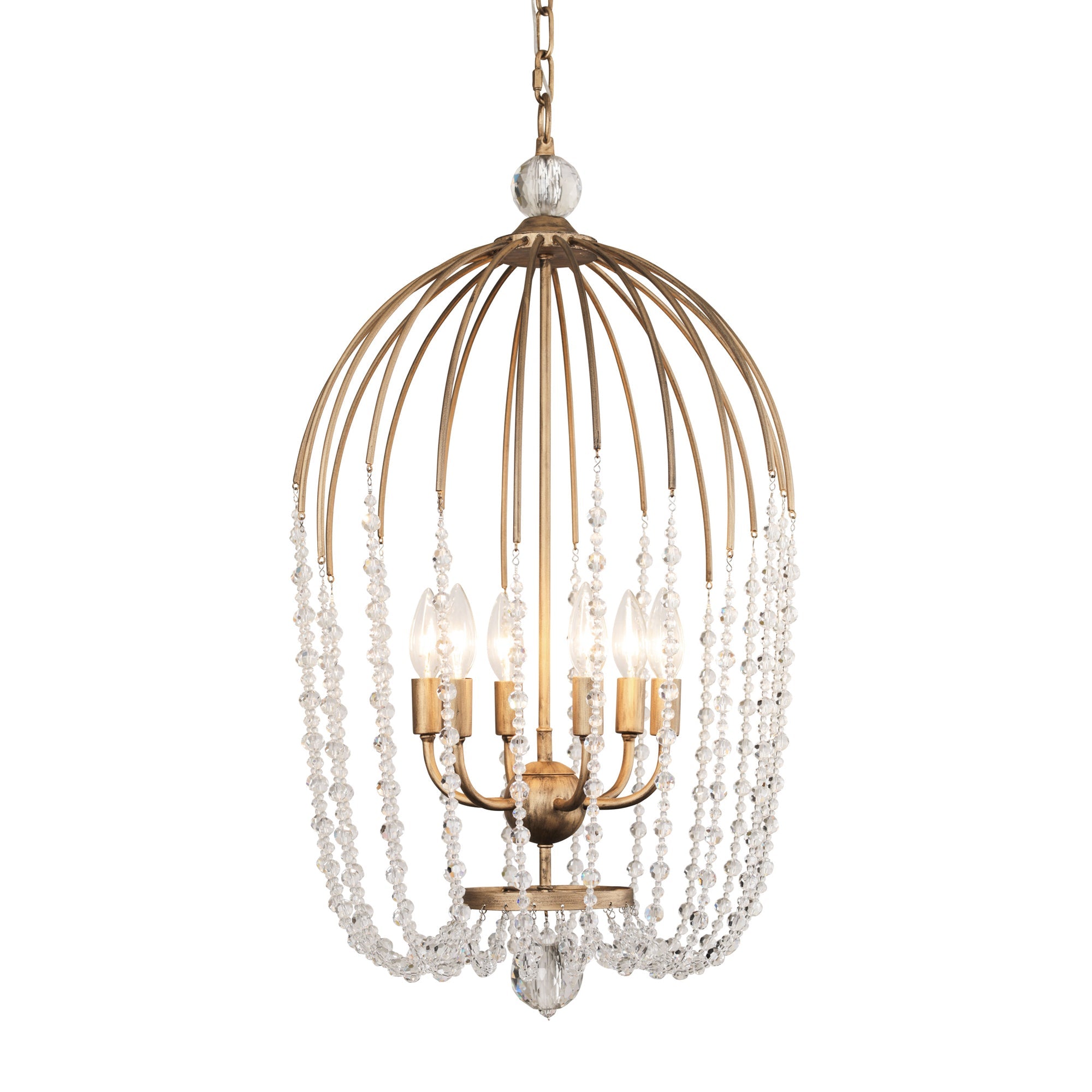 Voliere 6 Light Crystal Pendant - Havana Gold