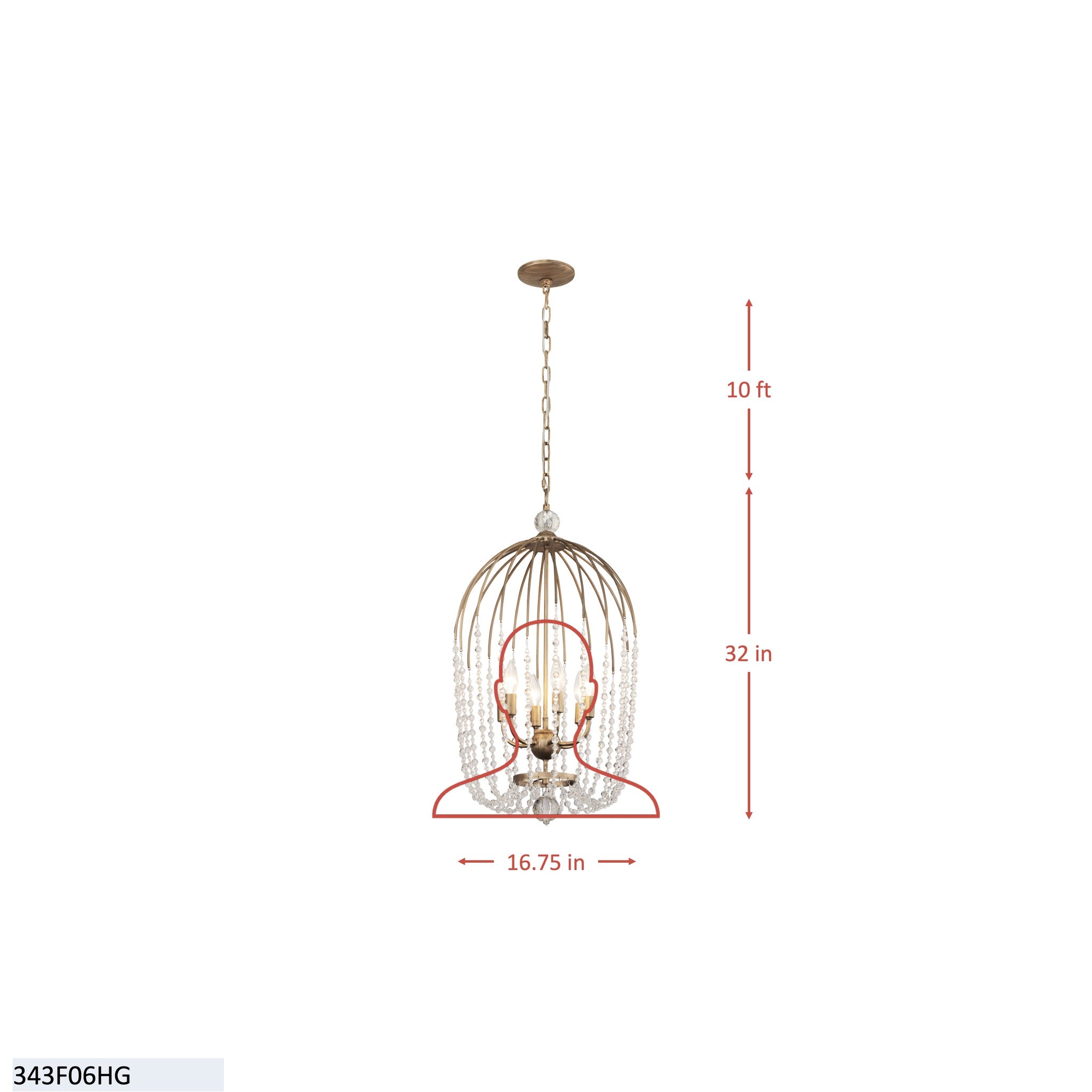 Voliere 6 Light Crystal Pendant - Havana Gold
