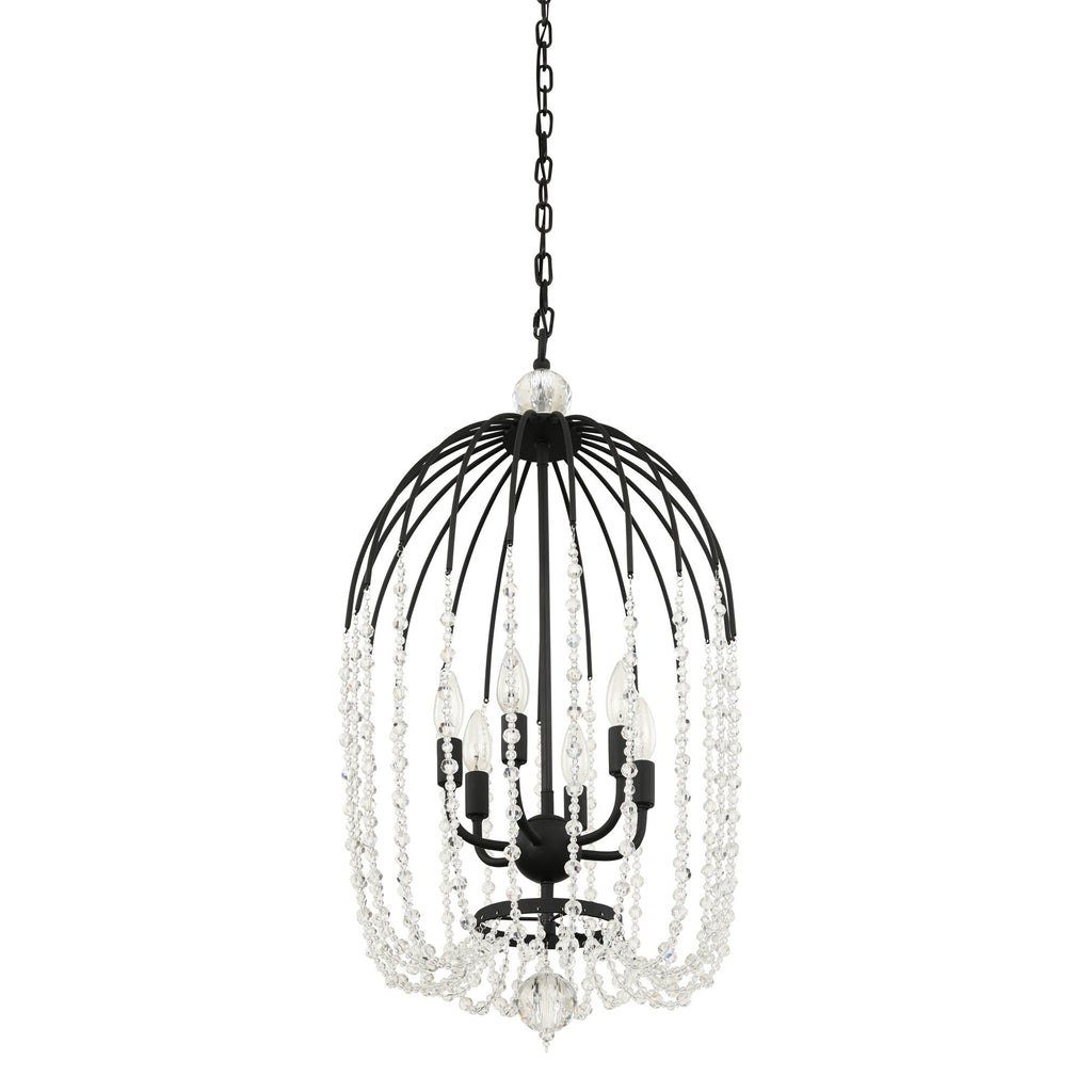 Voliere 6 Light Crystal Pendant - Matte Black