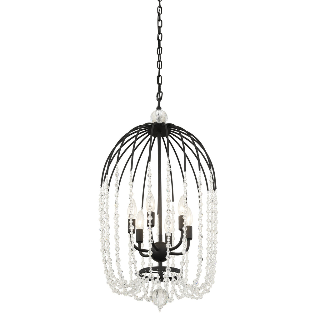 Voliere 6 Light Crystal Pendant - Matte Black