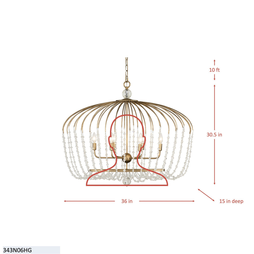 Voliere 6 Light Crystal Oval Pendant - Matte Black