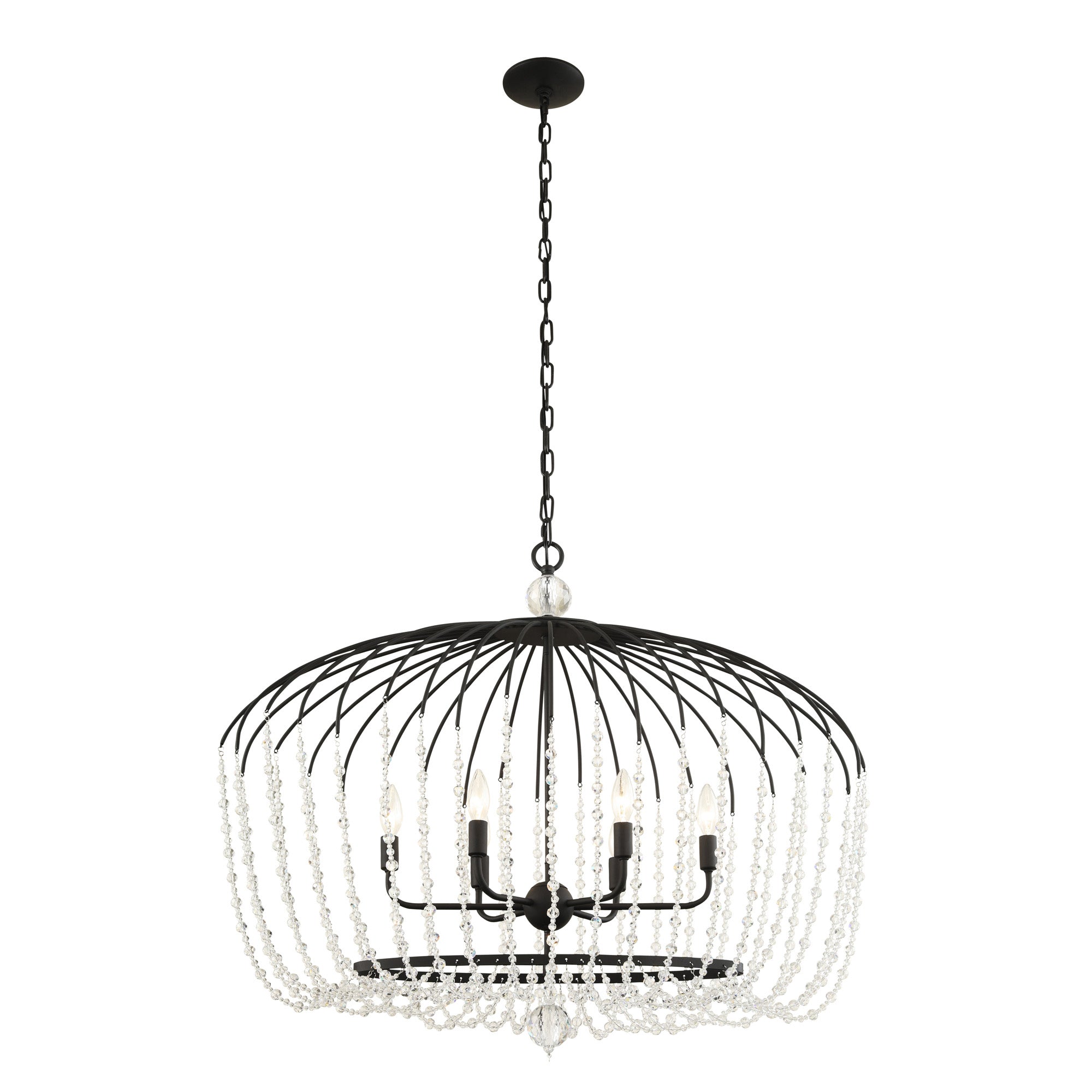 Voliere 6 Light Crystal Oval Pendant - Matte Black