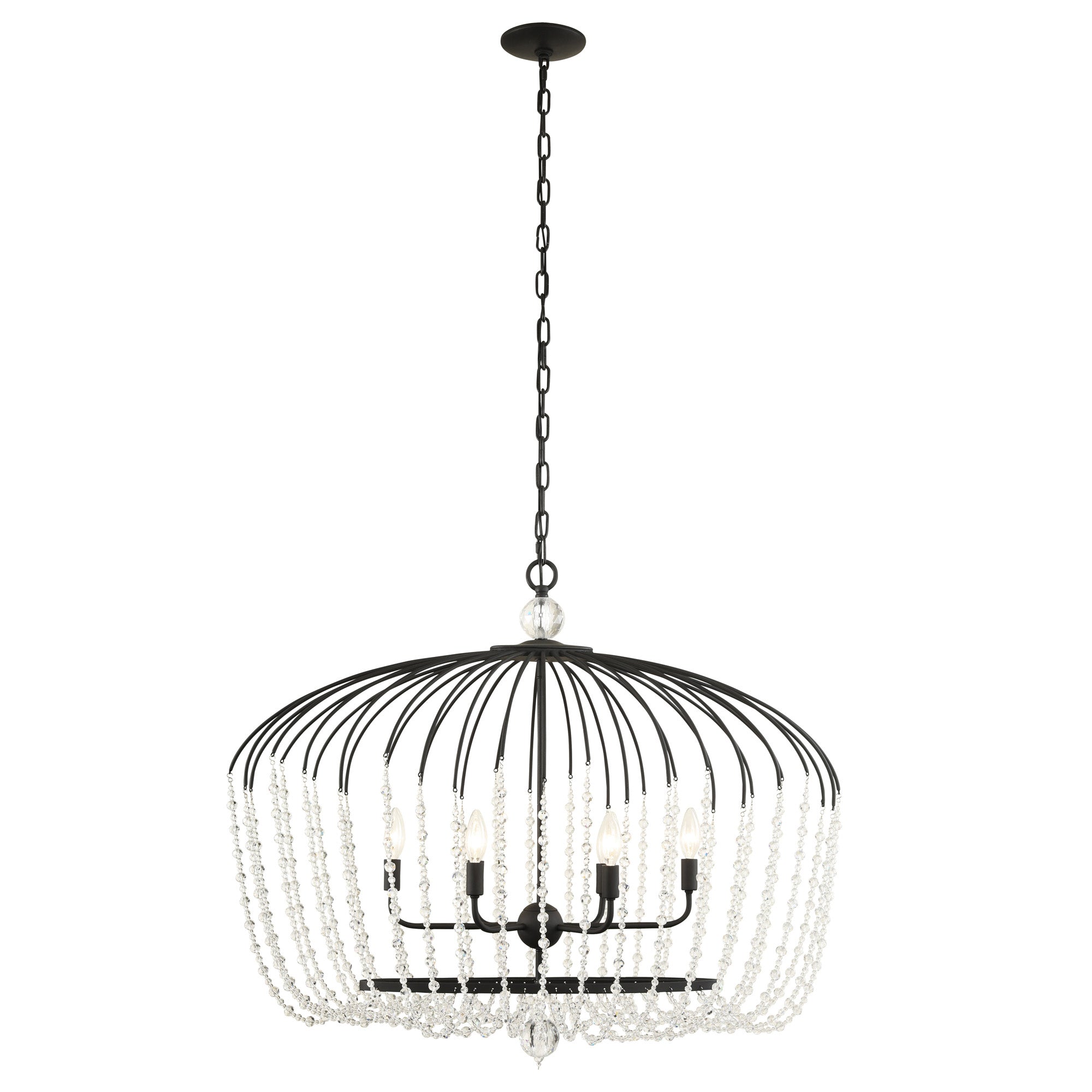 Voliere 6 Light Crystal Oval Pendant - Matte Black
