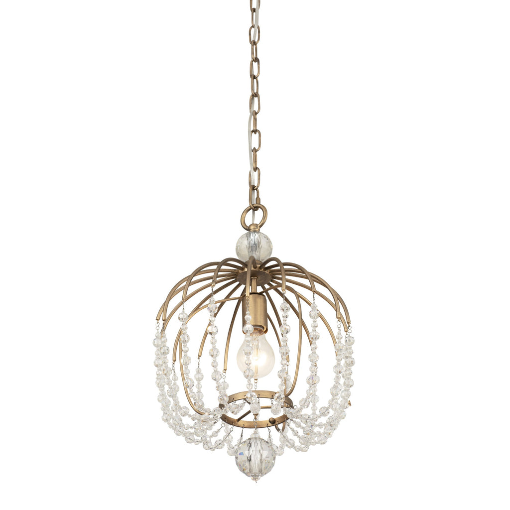Voliere 1 Light Crystal Pendant - Havana Gold