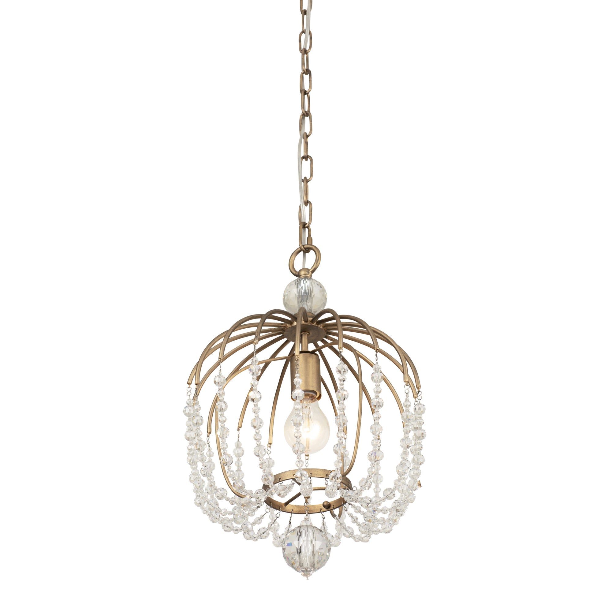 Voliere 1 Light Crystal Pendant - Havana Gold