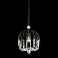 Voliere 1 Light Crystal Pendant - Matte Black