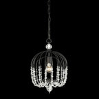Voliere 1 Light Crystal Pendant - Matte Black