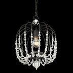 Voliere 1 Light Crystal Pendant - Matte Black