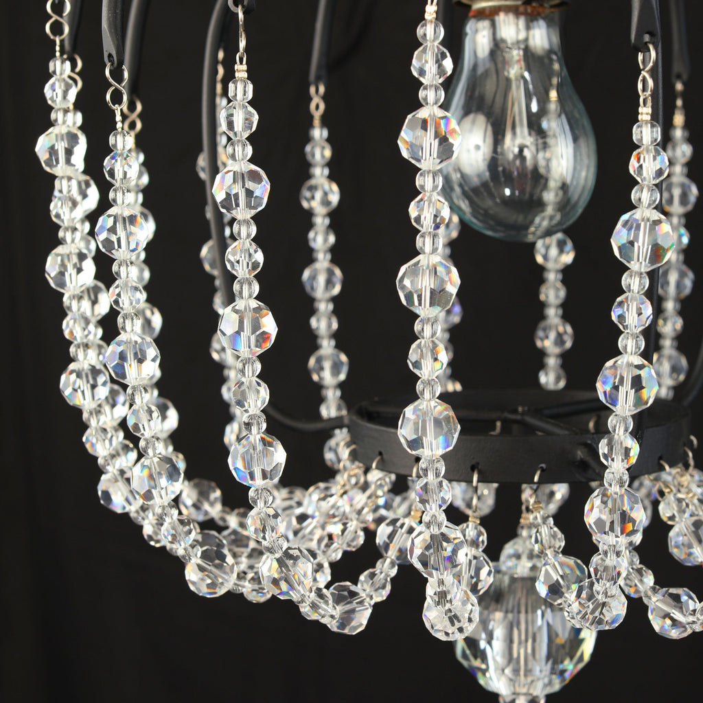 Voliere 1 Light Crystal Pendant - Matte Black