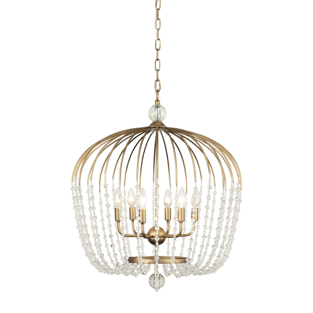 Voliere 6 Light Crystal Tall Pendant - Havana Gold