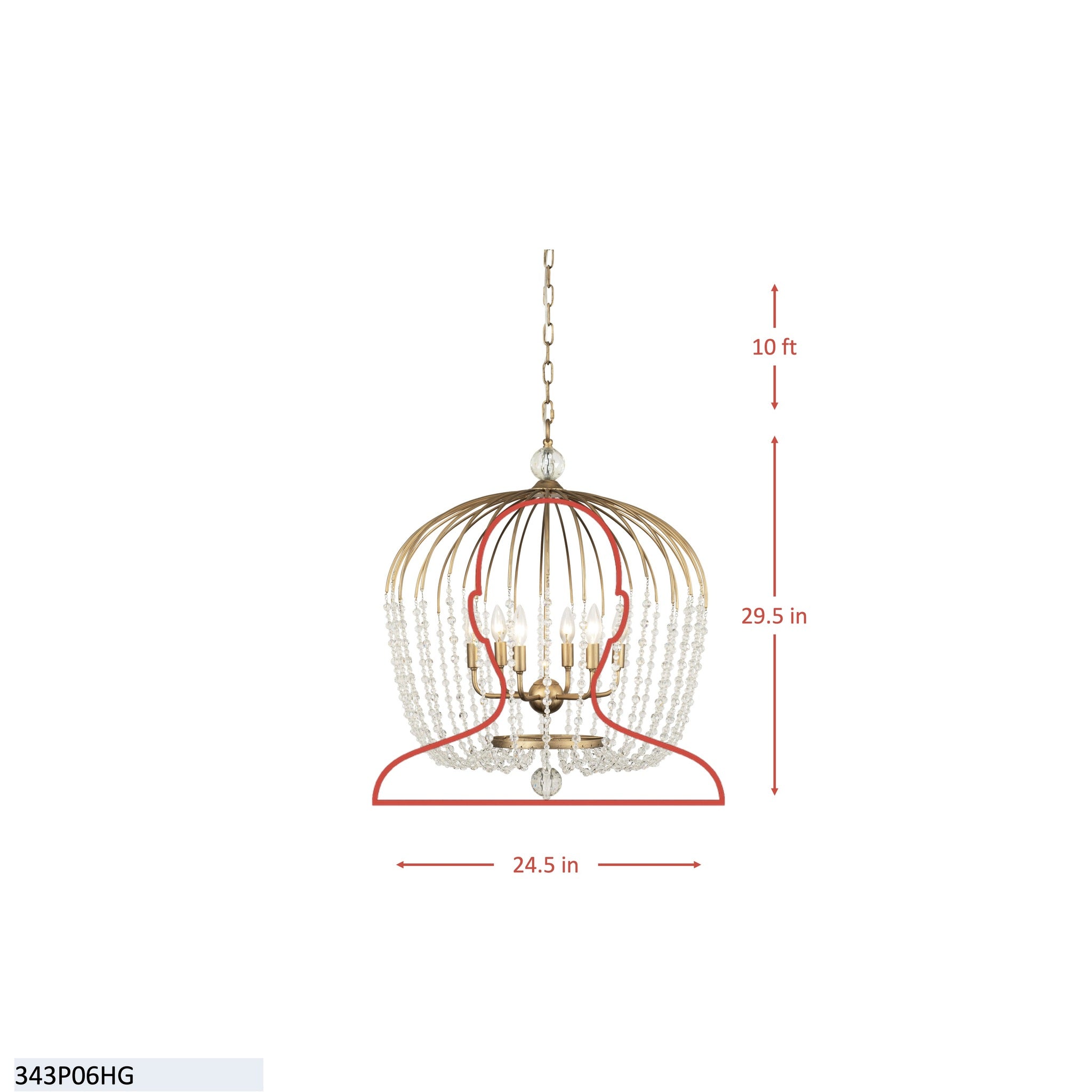 Voliere 6 Light Crystal Tall Pendant - Matte Black