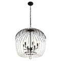 Voliere 6 Light Crystal Tall Pendant - Matte Black