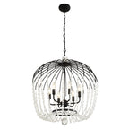 Voliere 6 Light Crystal Tall Pendant - Matte Black