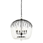 Voliere 6 Light Crystal Tall Pendant - Matte Black