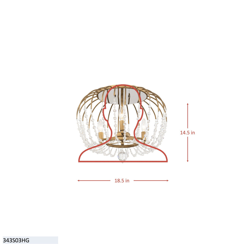 Voliere 3 Light Semi-Flush - Havana Gold