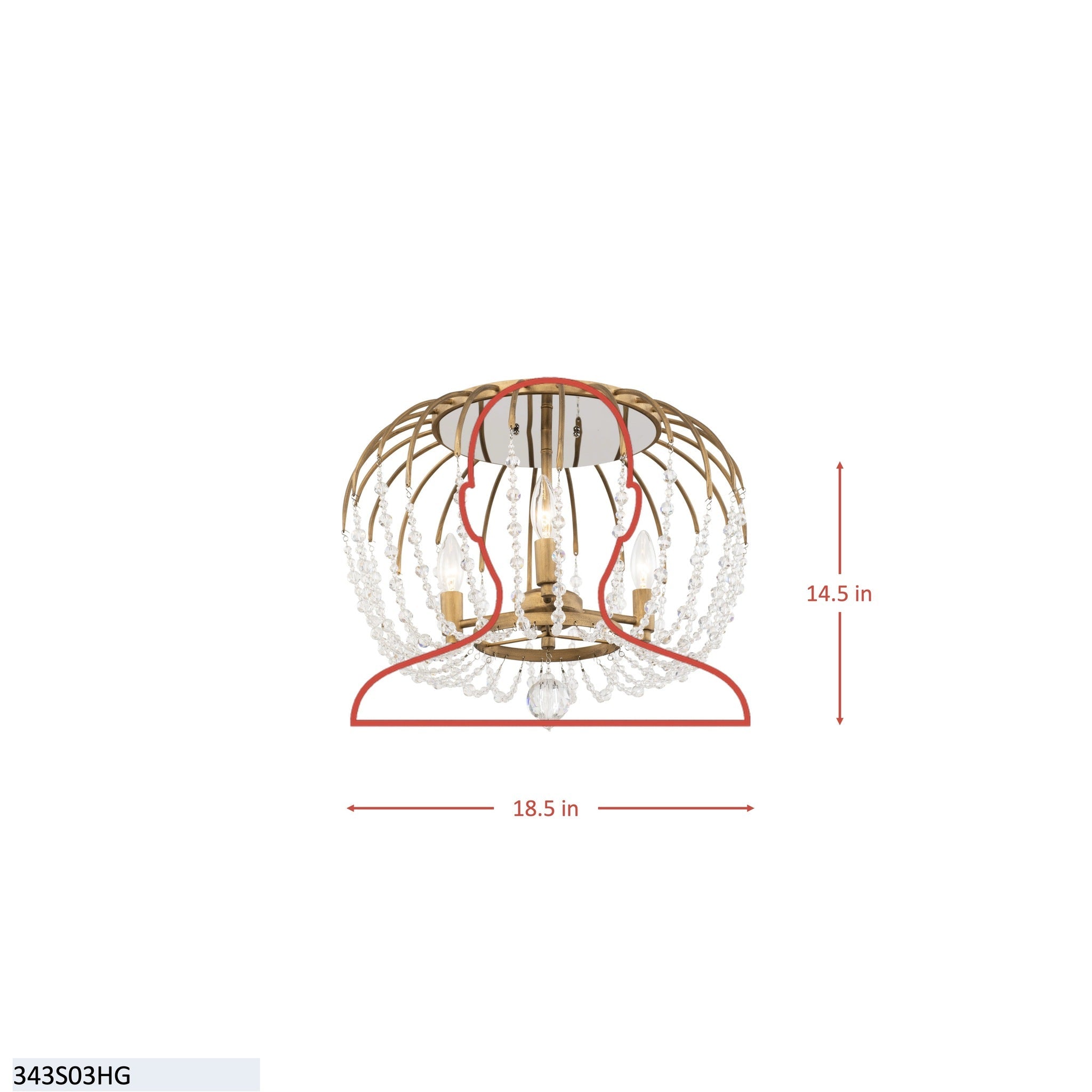 Voliere 3 Light Semi-Flush - Havana Gold
