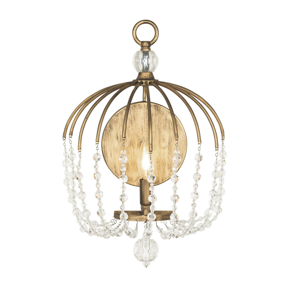 Voliere 1 Light Crystal Wall Sconce - Havana Gold