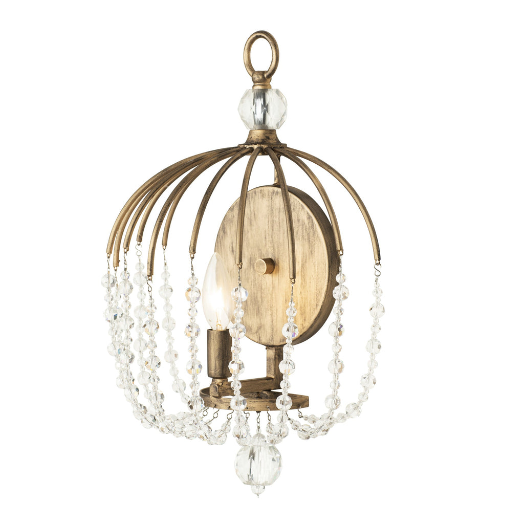 Voliere 1 Light Crystal Wall Sconce - Havana Gold