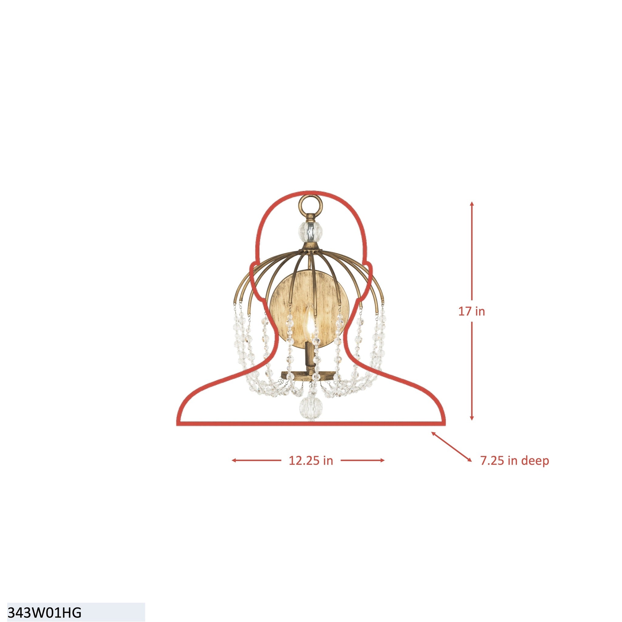 Voliere 1 Light Crystal Wall Sconce - Havana Gold
