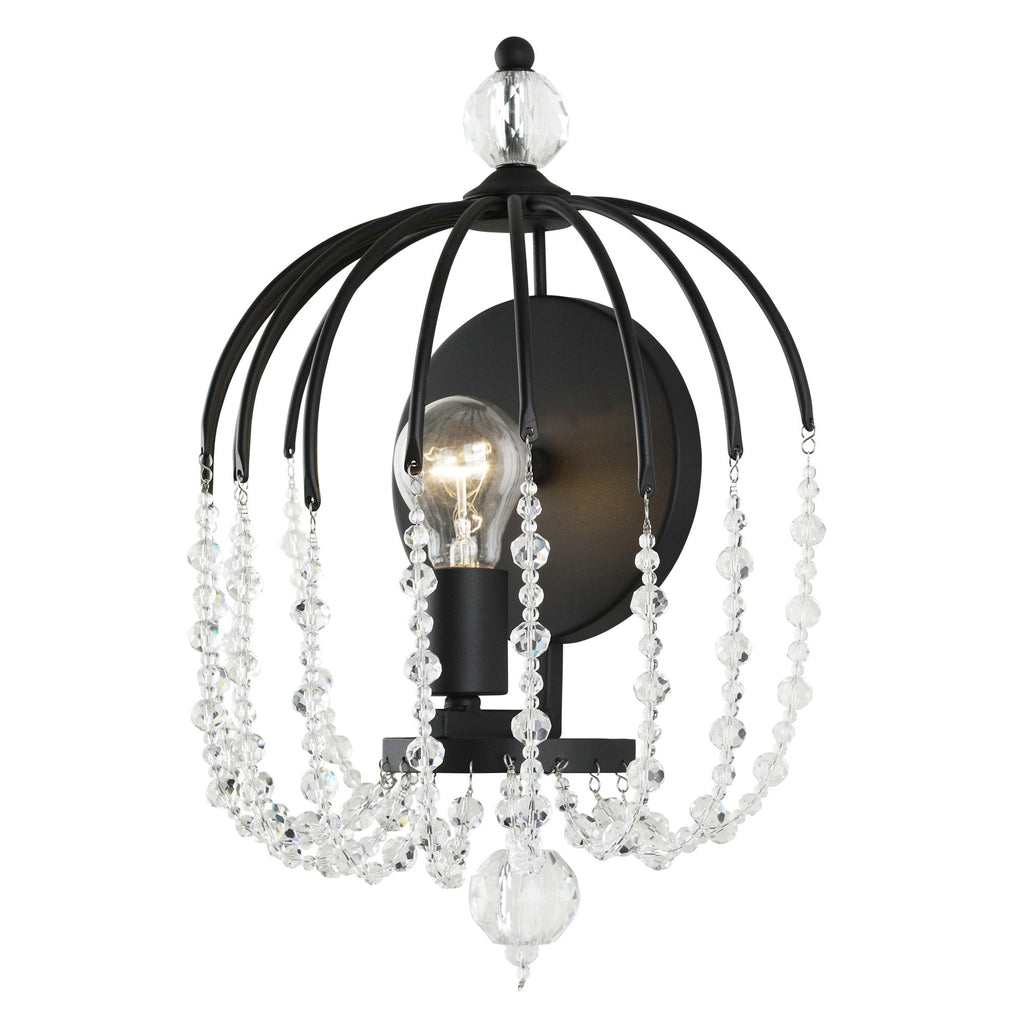 Voliere 1 Light Crystal Wall Sconce - Matte Black