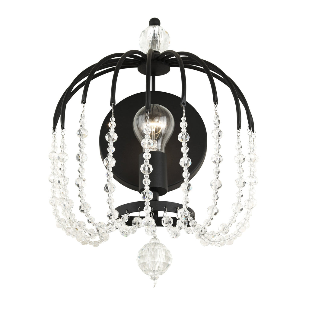 Voliere 1 Light Crystal Wall Sconce - Matte Black