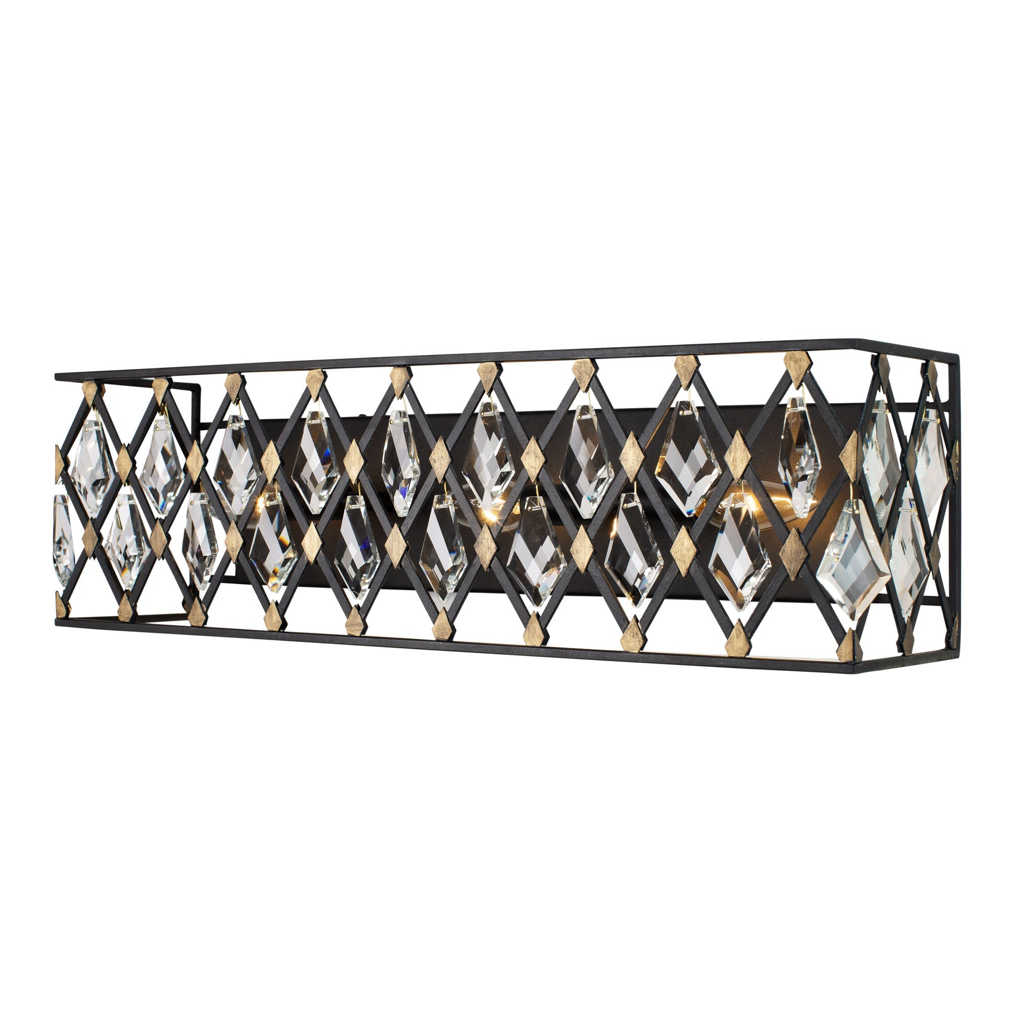 Windsor 3 Light Crystal Bath - Carbon/Havana Gold