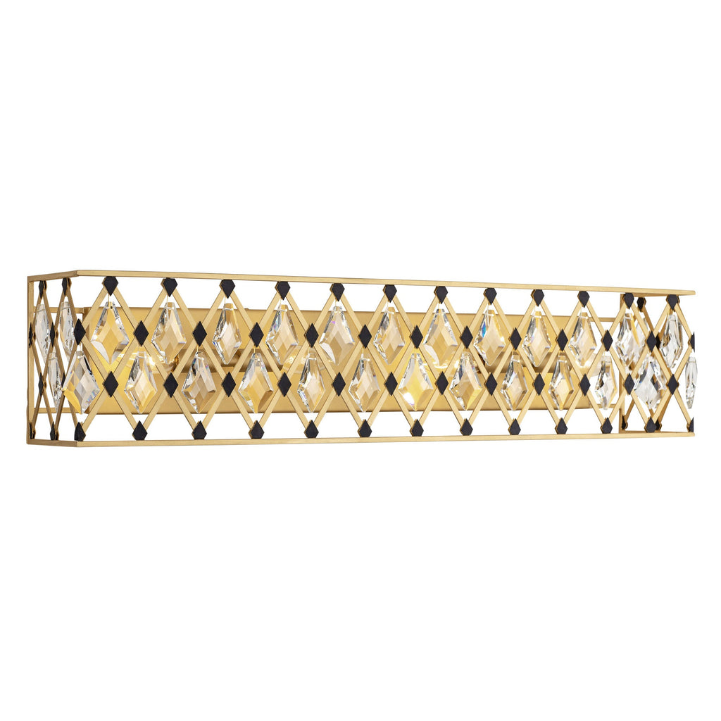 Windsor 4 Light Crystal Bath - French Gold/Matte Black