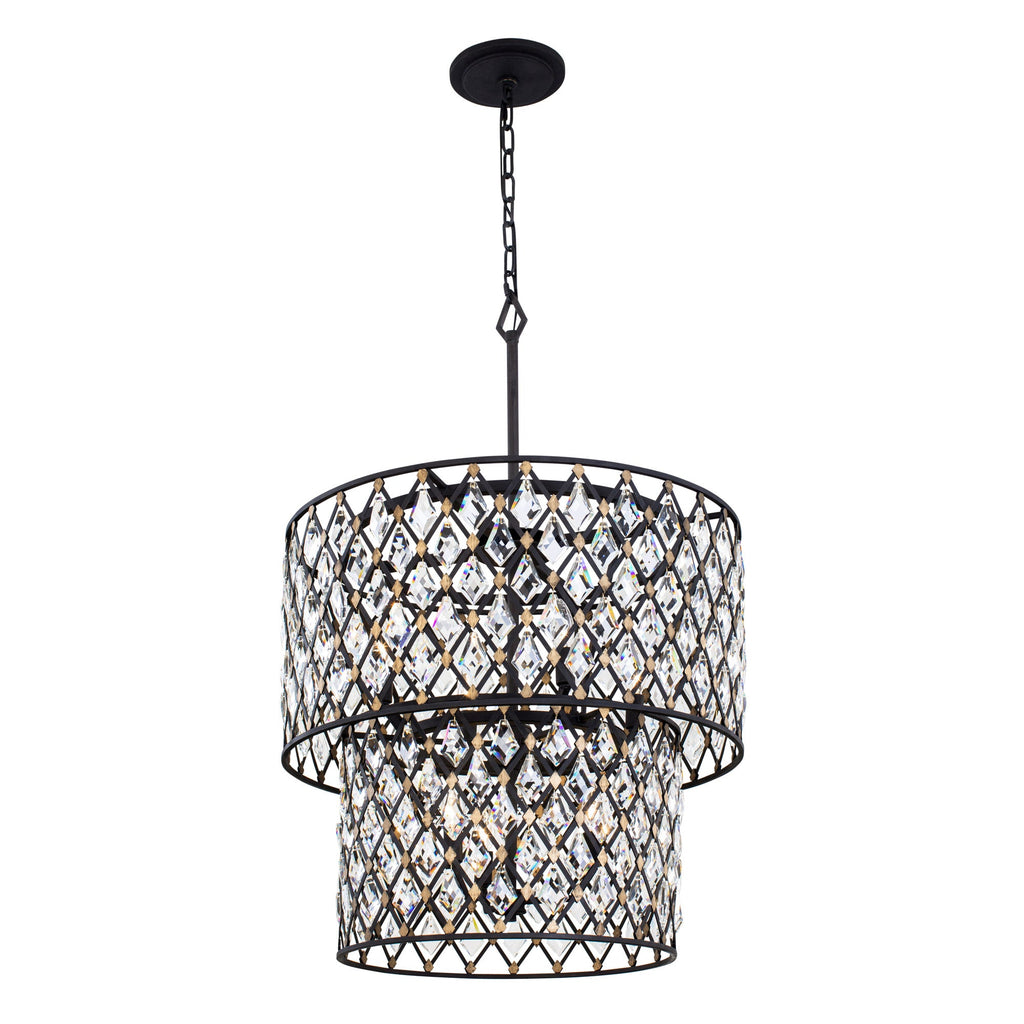 Windsor 7 Light 2-Tier Crystal Chandelier - Carbon/Havana Gold