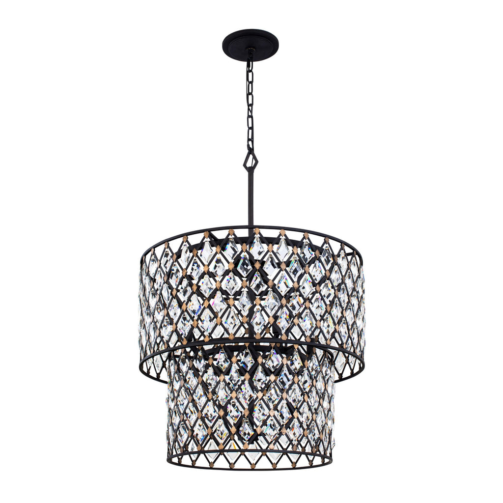 Windsor 7 Light 2-Tier Crystal Chandelier - Carbon/Havana Gold