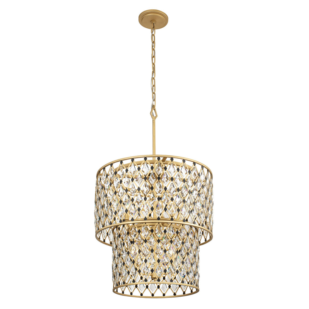 Windsor 7 Light 2-Tier Crystal Chandelier - French Gold/Matte Black