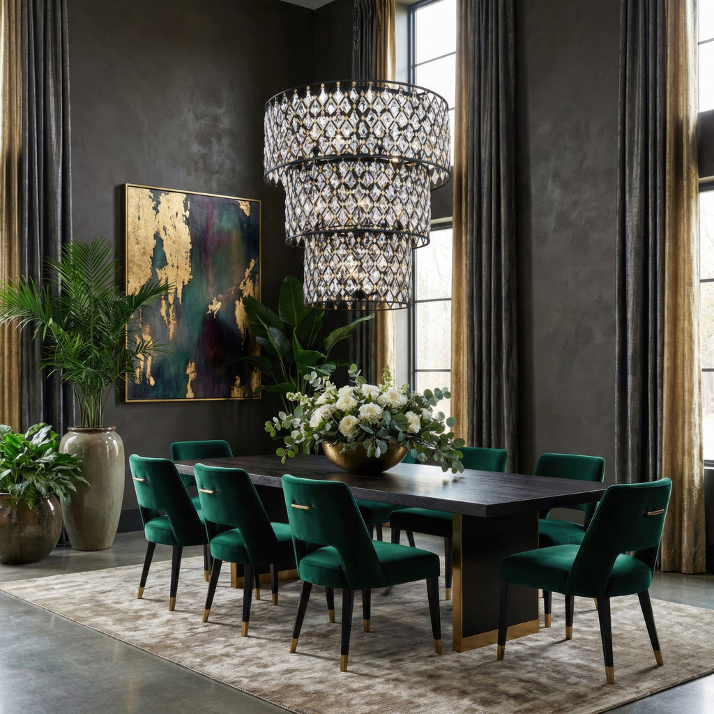 Windsor 13 Light 3-Tier Crystal Chandelier - Carbon/Havana Gold