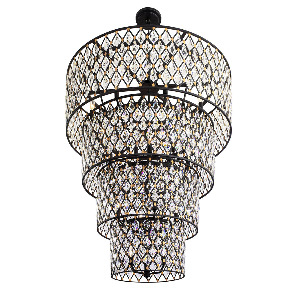 Windsor 21 Light 4-Tier Crystal Chandelier - Carbon/Havana Gold