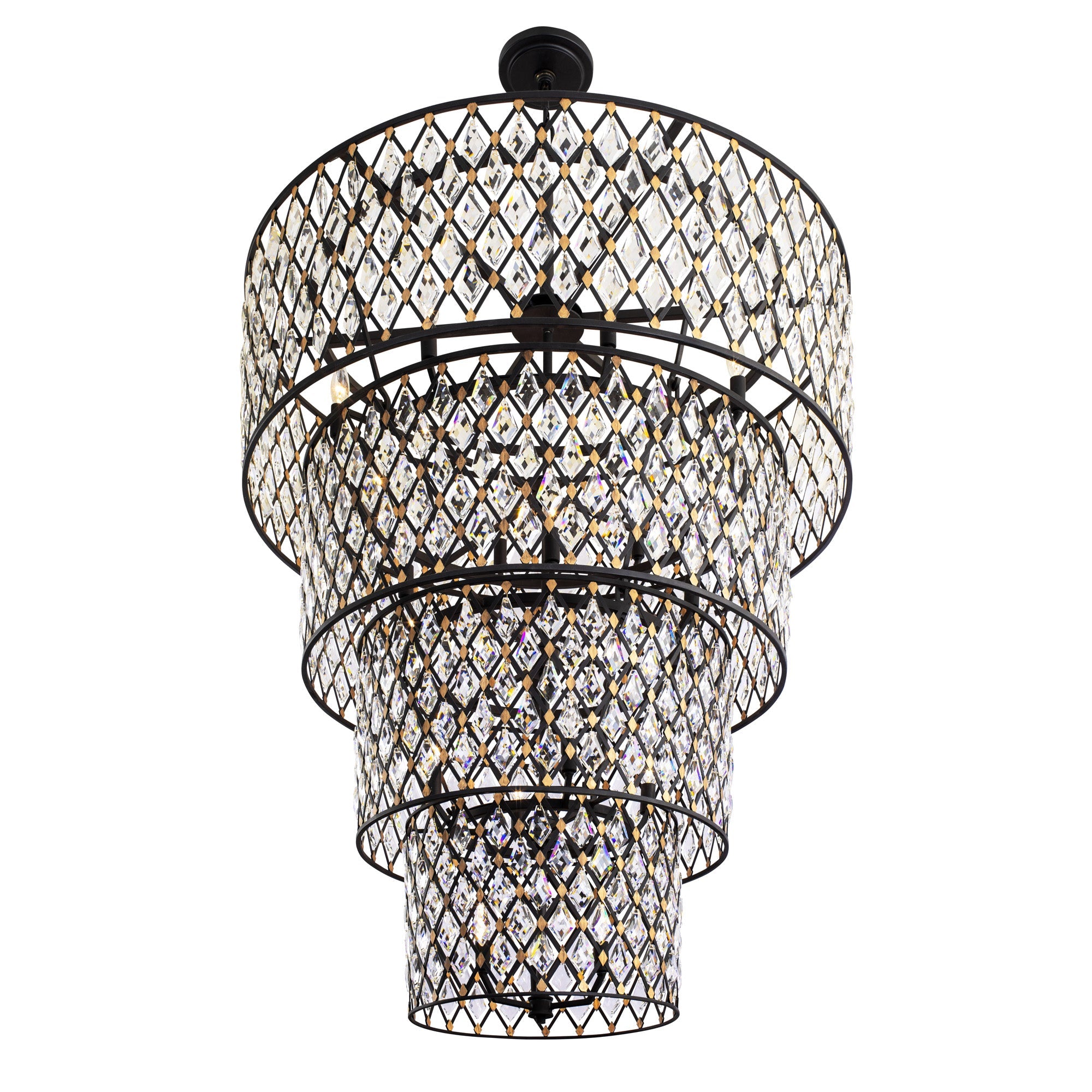 Windsor 21 Light 4-Tier Crystal Chandelier - Carbon/Havana Gold