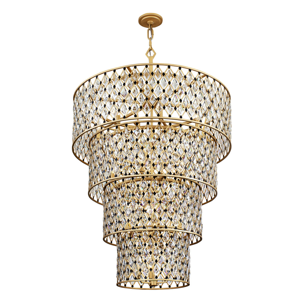 Windsor 21 Light 4-Tier Crystal Chandelier - French Gold/Matte Black