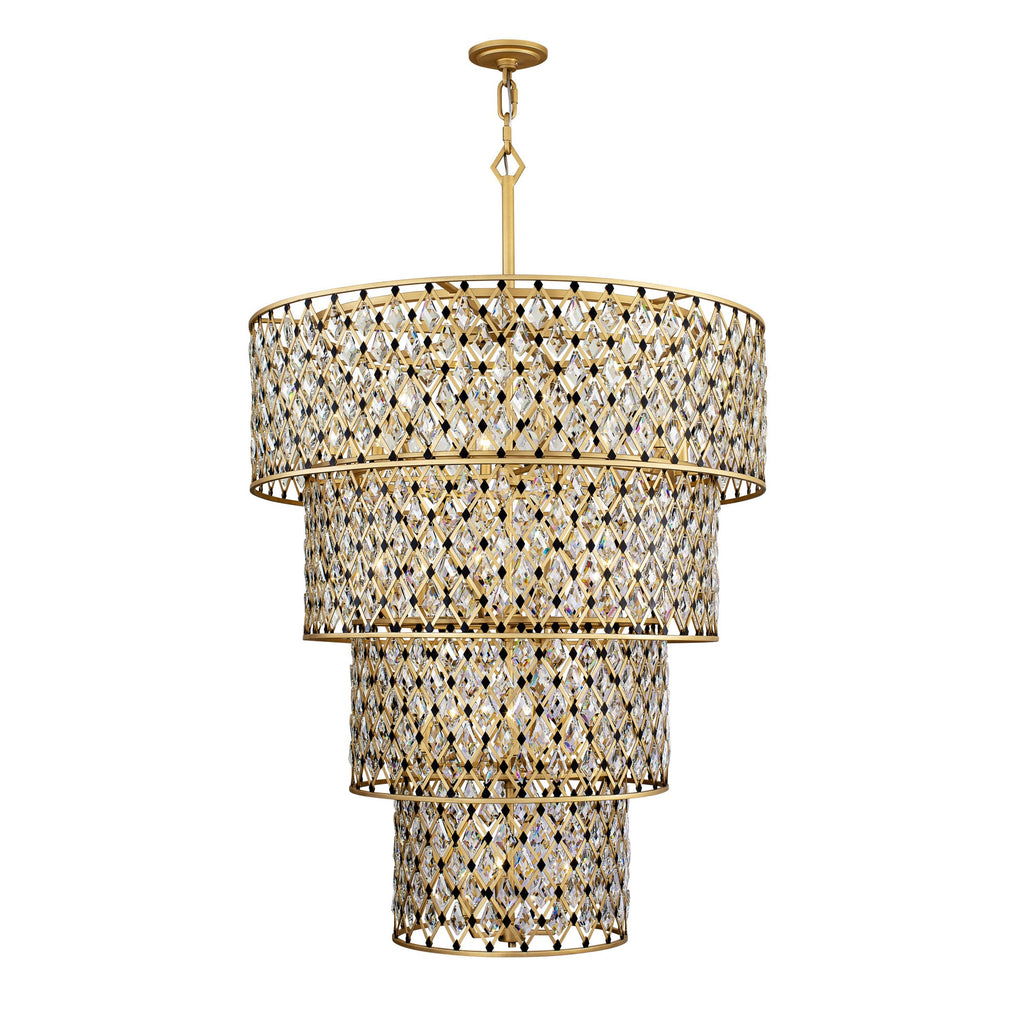 Windsor 21 Light 4-Tier Crystal Chandelier - French Gold/Matte Black