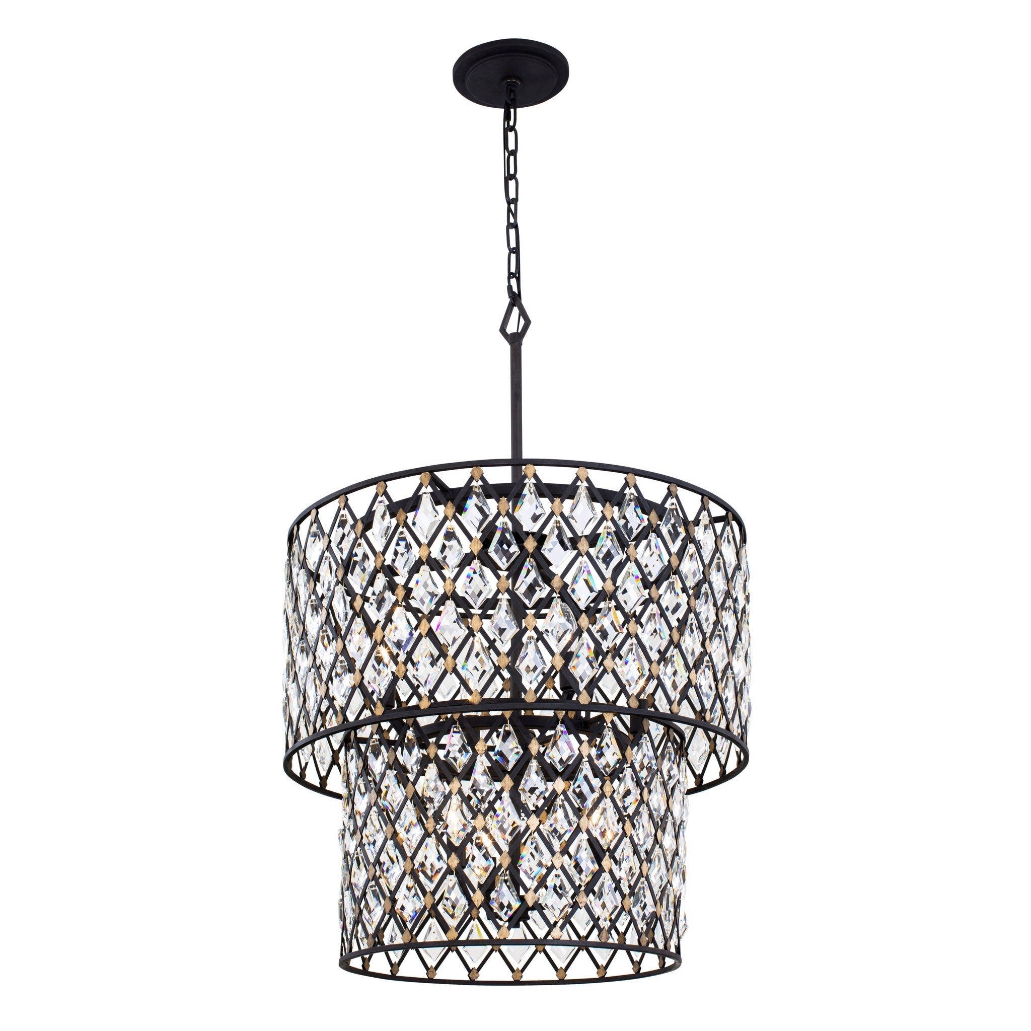 Windsor 7 Light 2-Tier Crystal Chandelier - Carbon/Havana Gold