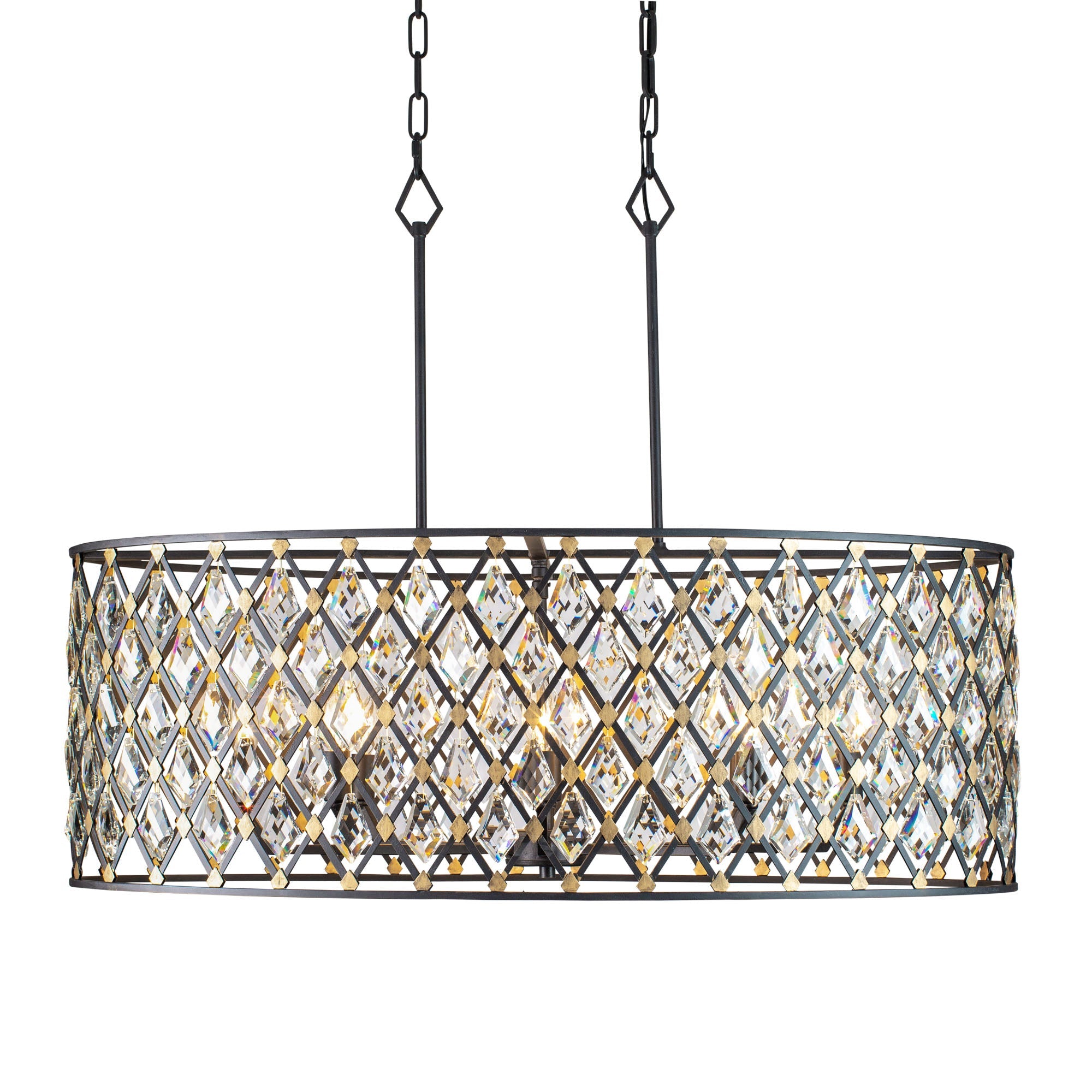 Windsor 8 Light Crystal Oval Linear Pendant - Carbon/Havana Gold