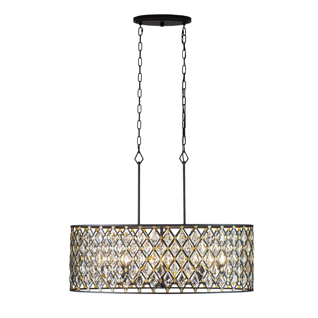 Windsor 8 Light Crystal Oval Linear Pendant - Carbon/Havana Gold