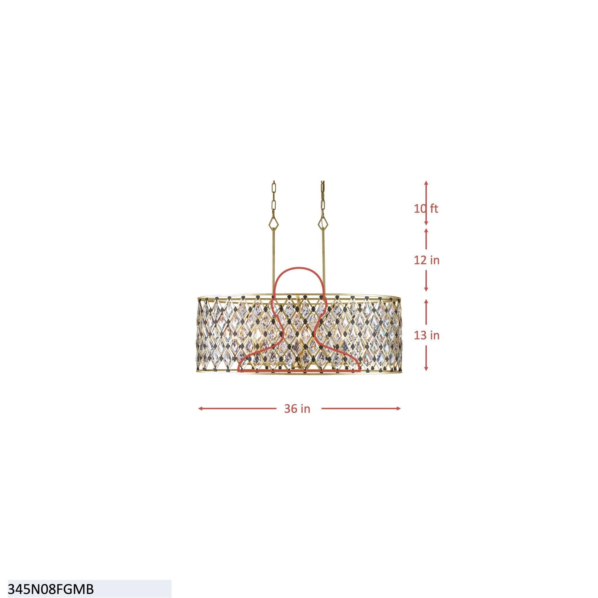 Windsor 8 Light Crystal Oval Linear Pendant - Carbon/Havana Gold
